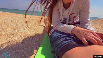 Stranger cum in my panties on the beach Risky public