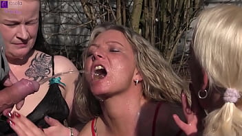 3 parking lot sluts in action! Several foreign cocks pissed