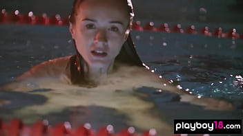 Petite small titted swimmer babe Vi Shy posing naked on