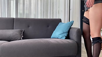 Hot secretary in a miniskirt deserves to be tied up