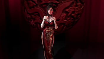 Sexy oiled Tifa Lockhart in revealing red dress shamelessly dancing