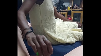 Black girl gives Nice handjob while wife suck my dick