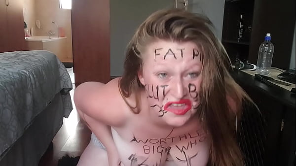 Big fat worthless pig degrading herself | body writing |hair