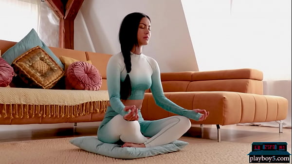 Petite Asian MILF Chloe Rose doing yoga and strips naked