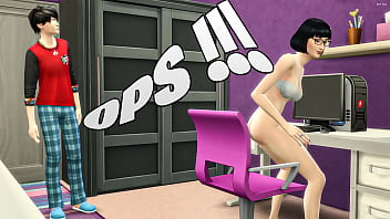 Japanese stepson catches his stepmom masturbating in front of his