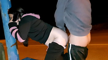 Fucking married woman's ass at the bus stop! cuckold called