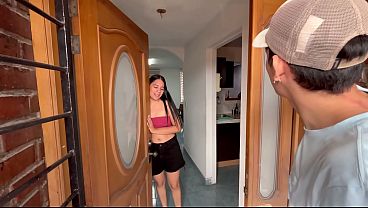 My hot neighbor was alone outside my house and I