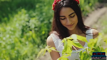 Petite Russian model Cira Nerri solo striptease and eating strawberries