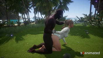 Hot blonde fucks her guide on vacation