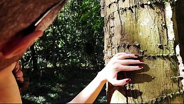 My hot, tanned stepdaughter kept teasing me in the woods