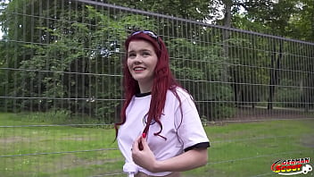 GERMAN SCOUT - Redhead Football Fan Mia May Pickup for