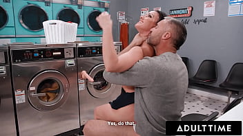 ADULT TIME - Sneaky Public Laundromat With Stranger Fuck For