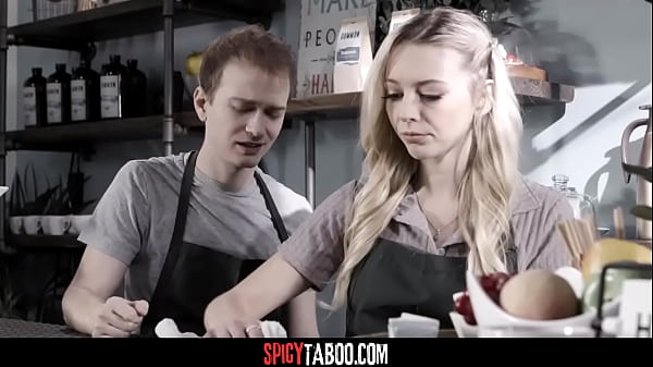 Blonde babe ask her cheating boyfriend for a risky sex