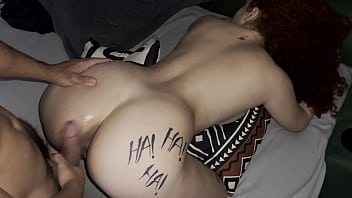 I put it in the redhead on all fours while