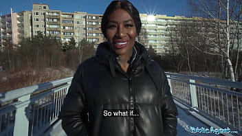 Public Agent Josy Black shows her big beautiful black ass