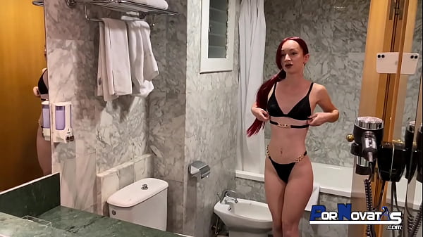 Kinky Spanish redhead in her first Anal in the bathroom.