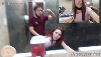 Risky public fuck at Mc Donald's bathroom until cum in