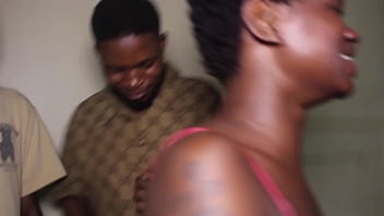 Naija bad girl fucking 2 big dicks outside