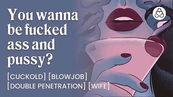 Cuckolding wife gets double penetration and begs for anal creampie