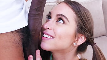 Naughty teen gets so excited to suck that black HUGE