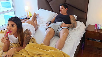 No panties!! Mutual masturbation! Stepsister wants to share a bed