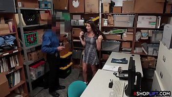 Tight teen caught stealing by security and fucks him