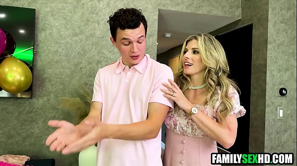 Step mom & step sister fuck him for 18th birthday