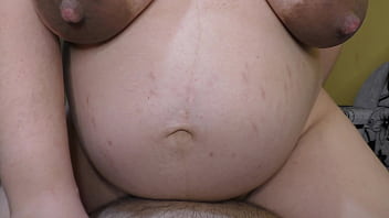 Dominant wife with a big pregnant belly makes me creampie