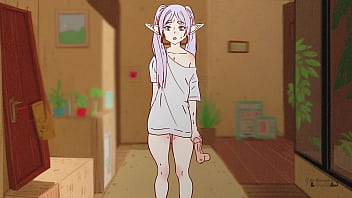 Frieren got trapped in sticky cum and was fucked in