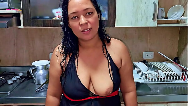 Squirting orgasm in the kitchen in front of my stepson,