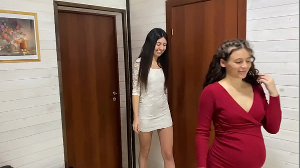 Pregnant wife does not see her husband fucking her friend