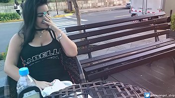 Naughty Cumming in Public with interactive toy Public female orgasm