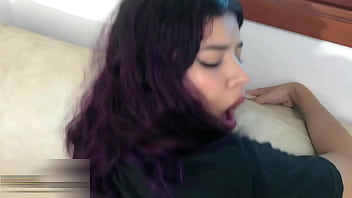 Beautiful Latina stepsister gives a sensual and rough blowjob until