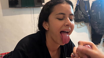 My best friend's wife swallows my whole cock when we're