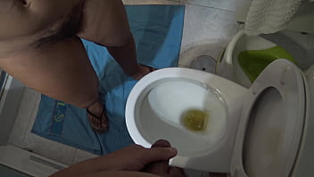 TABOO FAMILY: stepmother watching how her stepson is pissing in