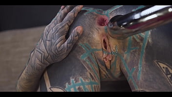 Anuskatzz gets a stainless steel dildo to shove up her