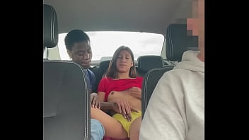 Hidden camera records a young couple fucking in a taxi