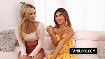 Perv stepdad have threesome sex with his hot teen stepdaughters