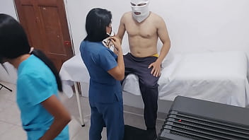 Slutty nurses persuade a patient to have sex in the