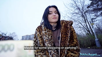 Public Agent French babe Crystal Cherry outdoor blowjob and big