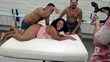 Behind the camera with brazilian black bbw teen fucking with