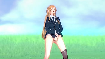 Hentai Asuna Yuuki masturbation outside