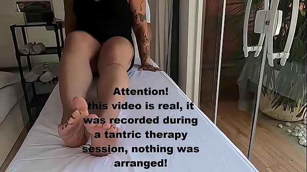 Patient being touched by therapist until orgasm - Tantric massage