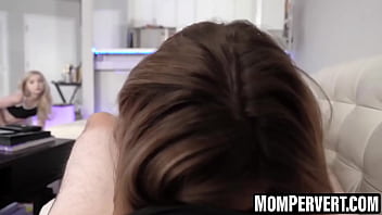 Cute stepmom brings her stepdaughter and pleases stepson with their