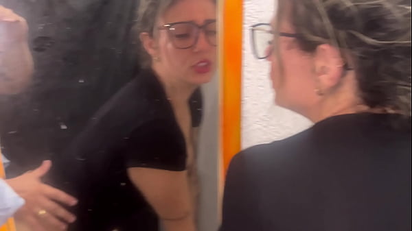 My hot wife inside the store's clothing, crazy with lust,