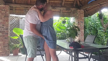 Creampie Fucking my best friends wife on the patio while