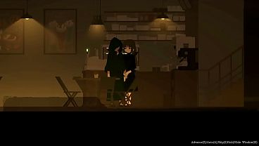 White haired woman makes a blowjob in a man in