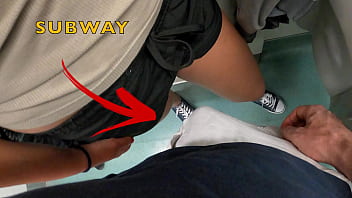 Grinding Dick in her Pussy Over Clothes in Subway Train