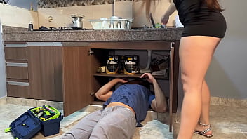 Tiny Colombian girl hires a plumber and ends up getting