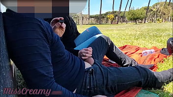 French Teacher Handjob Amateur on public park to student with